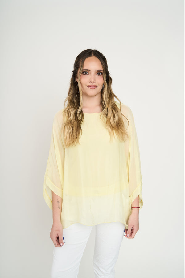 Blusa Mujer Cecilia Cuello redondo Amarillo Lineatre