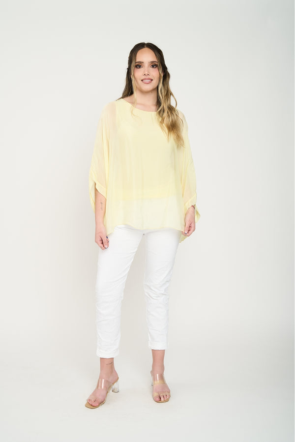 Blusa Mujer Cecilia Cuello redondo Amarillo Lineatre