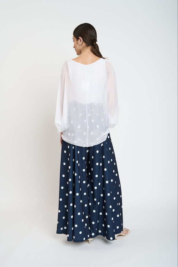 Blusa Mujer Cecilia Cuello redondo Blanco Lineatre