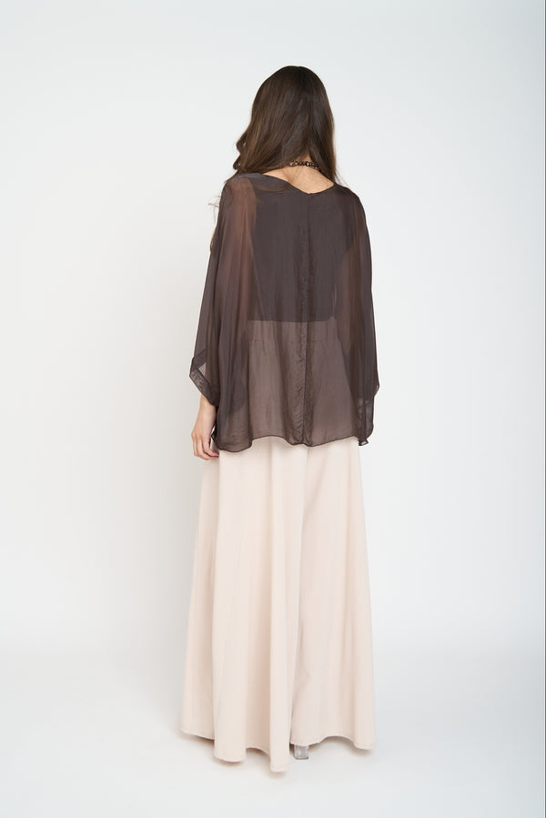 Blusa Mujer Cecilia Cuello redondo Chocolate Lineatre