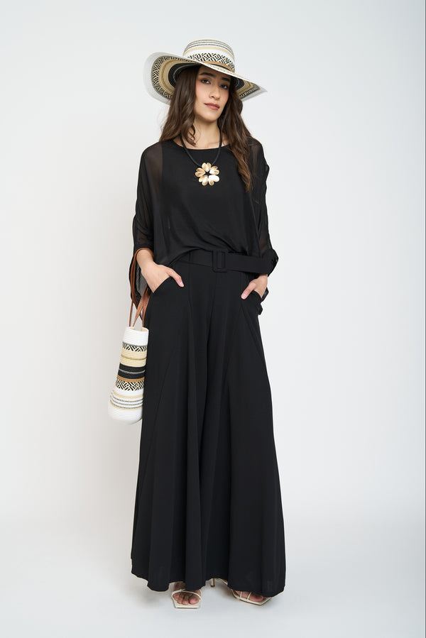 Blusa Mujer Cecilia Cuello redondo Negro Lineatre