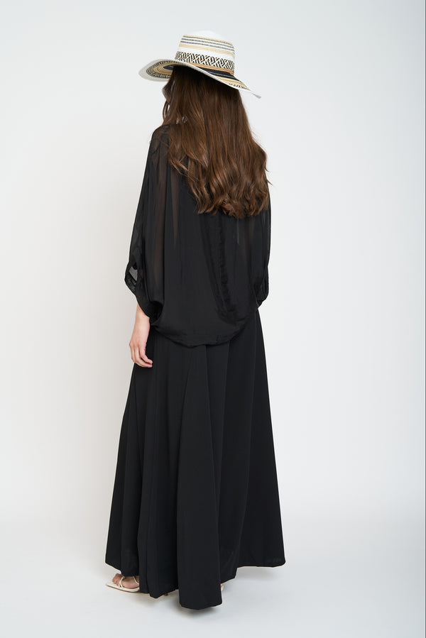 Blusa Mujer Cecilia Cuello redondo Negro Lineatre