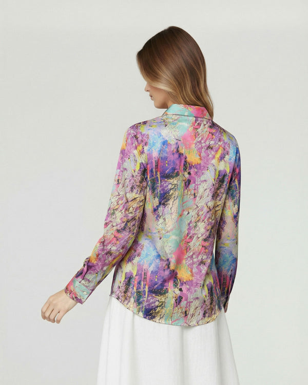 Blusón Mujer Agnese Regular Cuello tipo camisa Manga larga Lila Lineatre