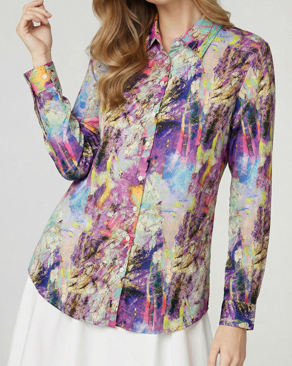 Blusón Mujer Agnese Regular Cuello tipo camisa Manga larga Lila Lineatre