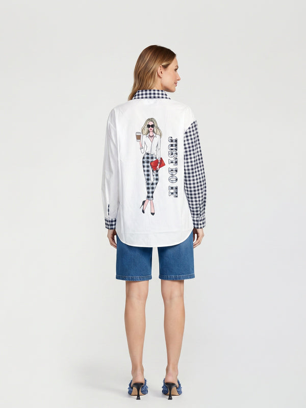 Blusa Mujer Clara Blanco/Negro Lineatré