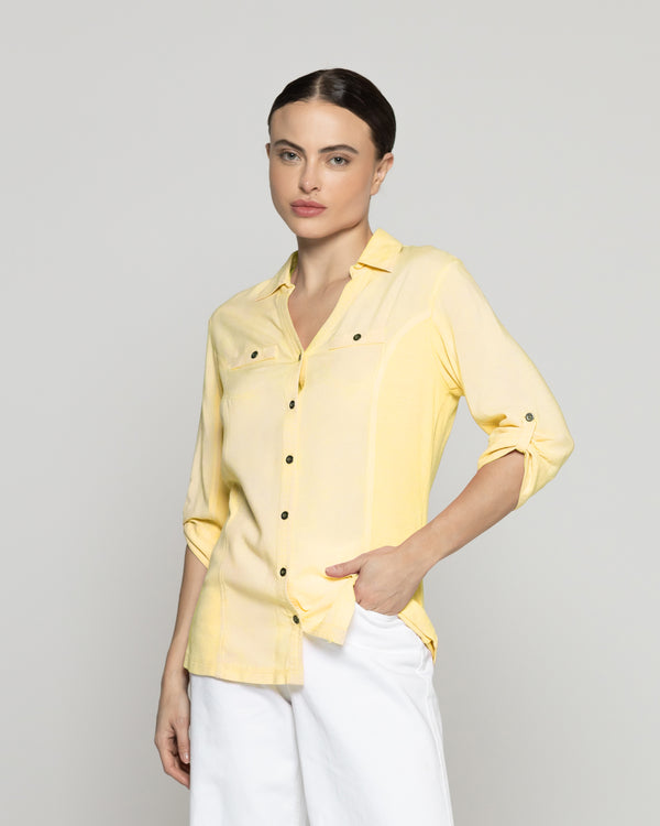 Blusa Mujer Carolina Ligera Corte Ajustado Amarilla Lineatre