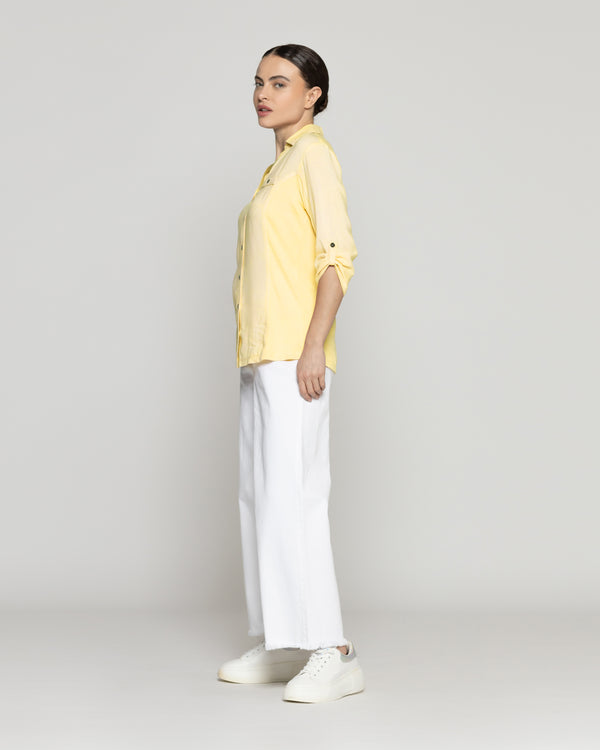 Blusa Mujer Carolina Ligera Corte Ajustado Amarilla Lineatre