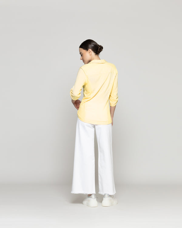 Blusa Mujer Carolina Ligera Corte Ajustado Amarilla Lineatre