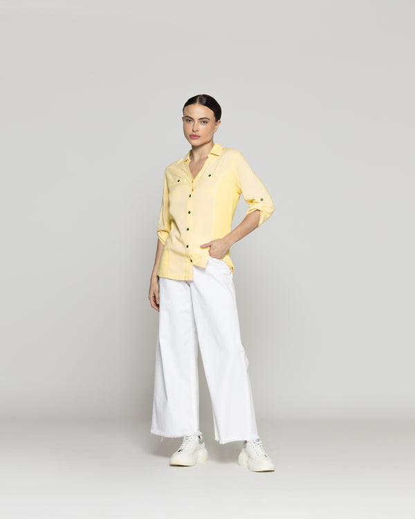 Blusa Mujer Carolina Ligera Corte Ajustado Amarilla Lineatre