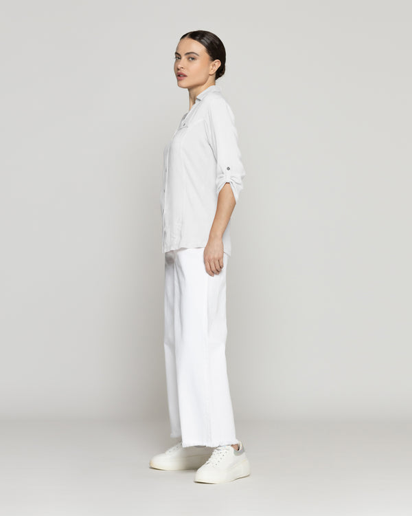 Blusa Mujer Carolina Slim Fit Tela Ligera Blanca Lineatre