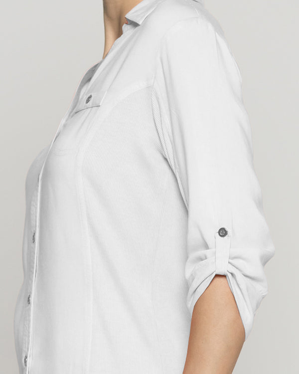 Blusa Mujer Carolina Slim Fit Tela Ligera Blanca Lineatre
