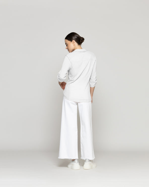 Blusa Mujer Carolina Slim Fit Tela Ligera Blanca Lineatre