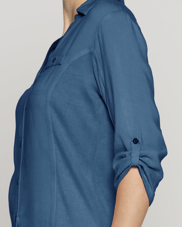 Blusa Mujer Carolina Slim Fit Tela Ligera Azul Lineatre