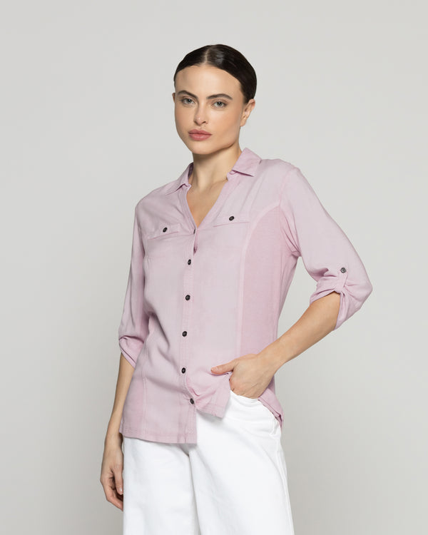 Blusa Mujer Carolina Slim Fit Tela Ligera Violeta Lineatre