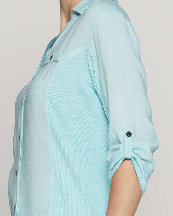 Blusa Mujer Carolina Slim Fit Tela Ligera Verde Agua Lineatre