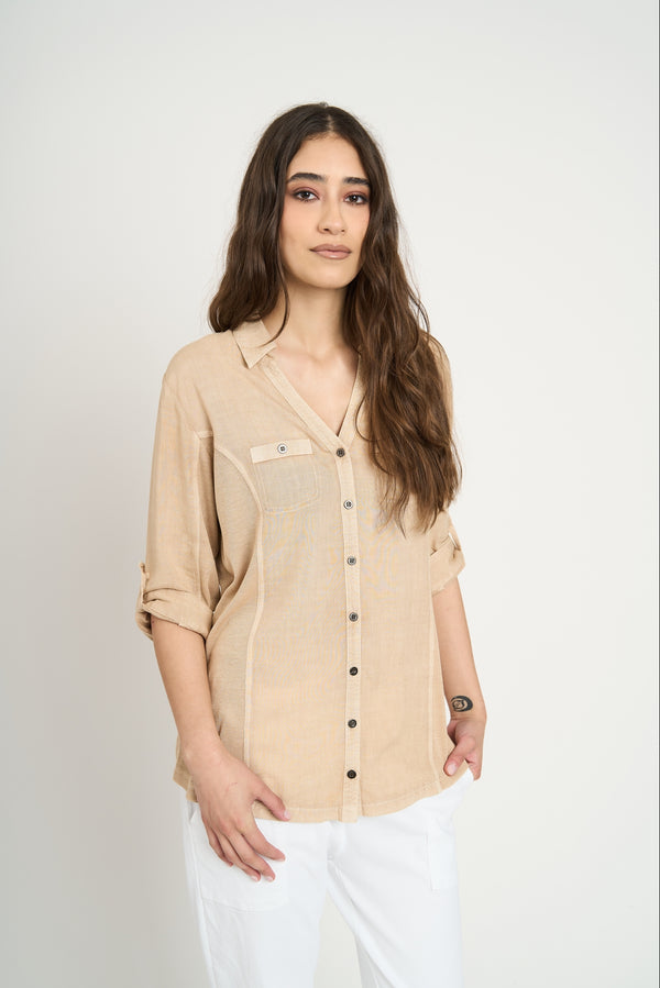 Blusa Mujer Serena Beige Lineatre