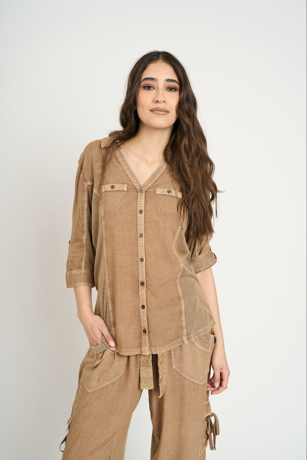Blusa Mujer Serena Tabaco Lineatre