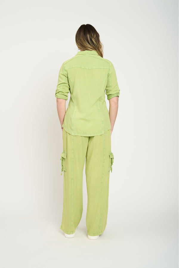 Pantalón Mujer Magdalena Largo Tiro Alto Verde Lineatre