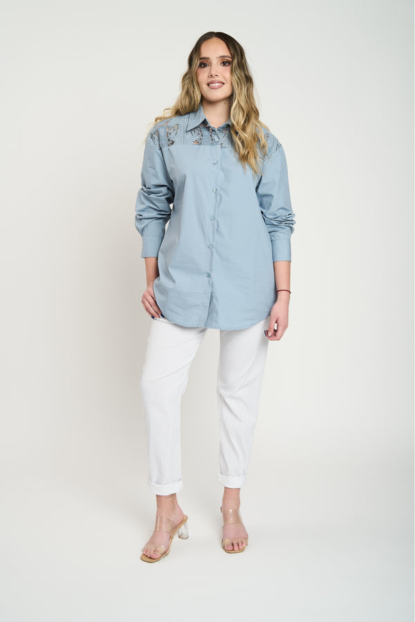 Pantalón Mujer Luisa Largo Tiro Alto Blanco Lineatre