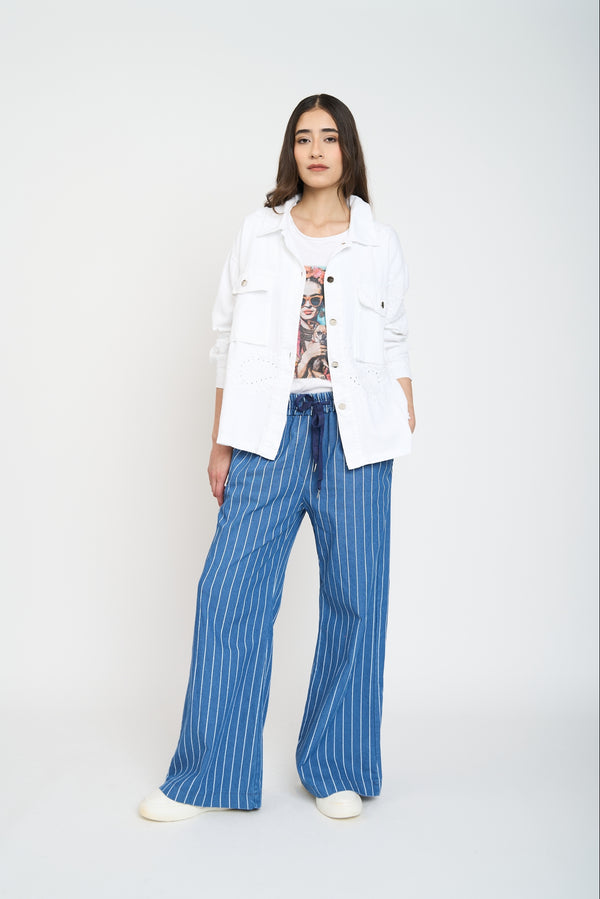 Chaqueta Mujer Simona Cuello con solapa Blanco Lineatre