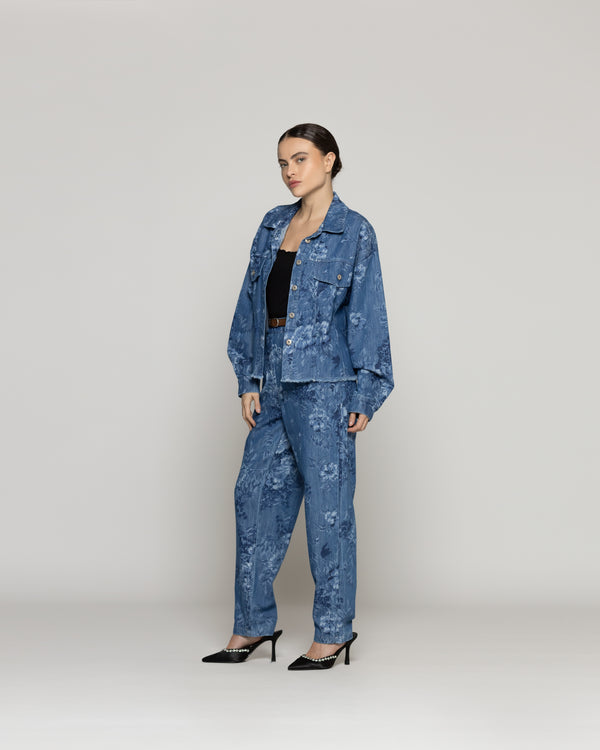 Chaqueta Mujer Candelaria Denim Con Flores Lineatre