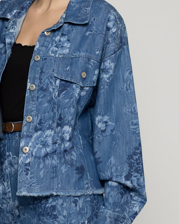 Chaqueta Mujer Candelaria Denim Con Flores Lineatre