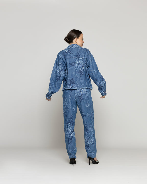 Chaqueta Mujer Candelaria Denim Con Flores Lineatre