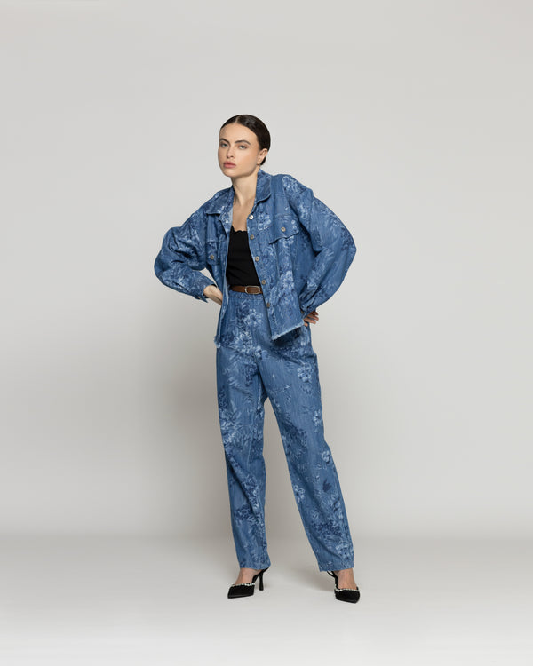 Chaqueta Mujer Candelaria Denim Con Flores Lineatre