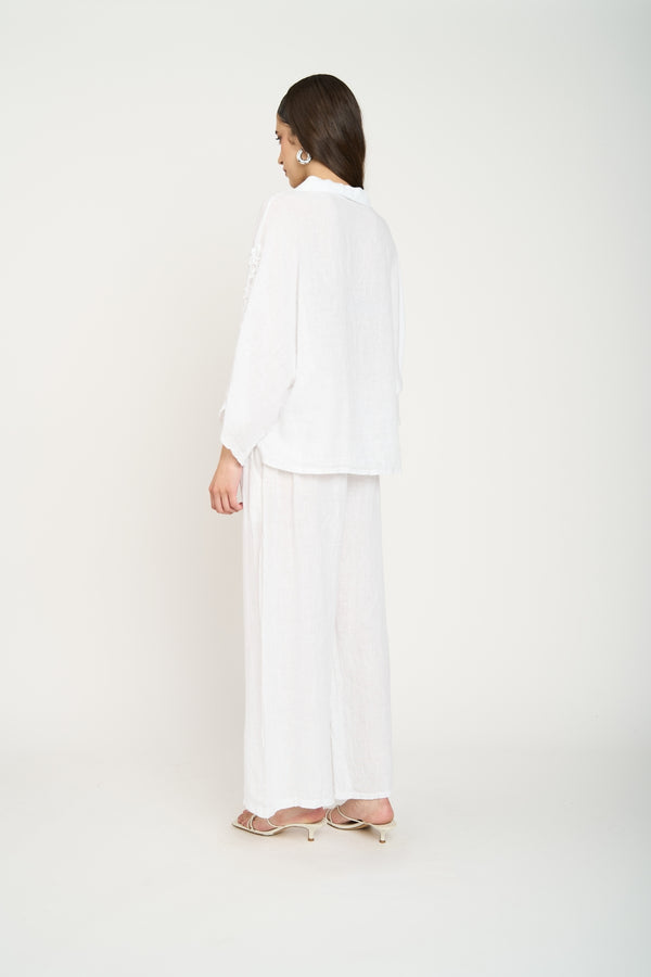 Pantalón Mujer Rocío Largo Tiro Alto Blanco Lineatre