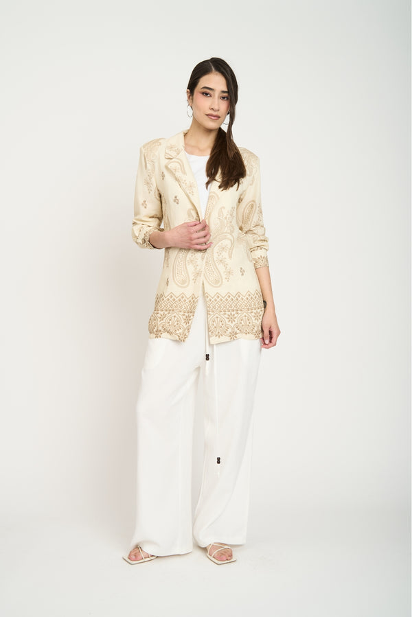 Chaqueta con Estampado Paisley Beige Lineatre