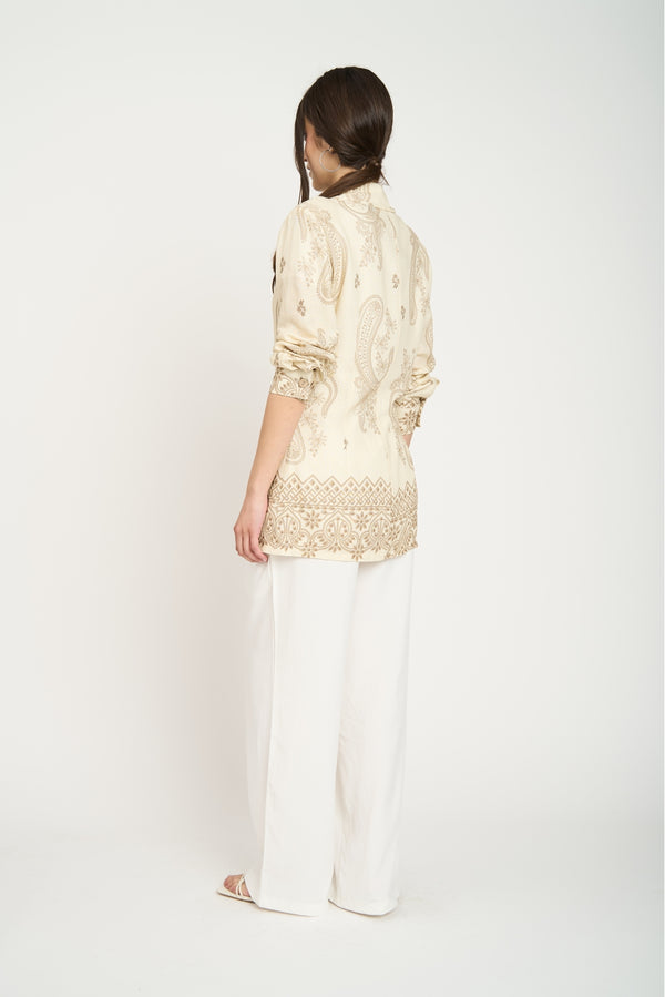Chaqueta con Estampado Paisley Beige Lineatre