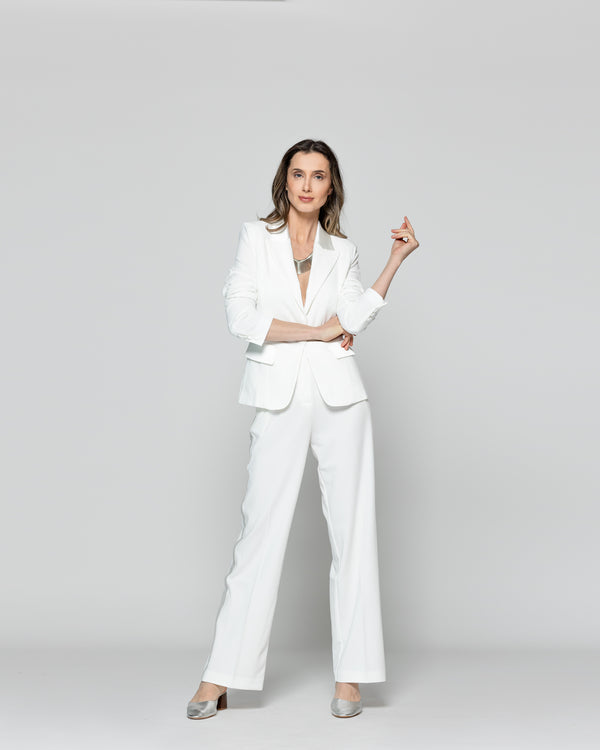 Chaqueta Mujer Tipo Blazer Caterina Con Botón Satinada Blanco Crudo Lineatre