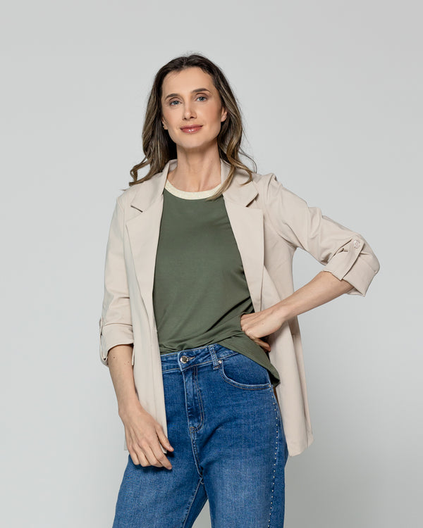Chaqueta Mujer Catherine Tipo Blazer Elasticado Beige Lineatre