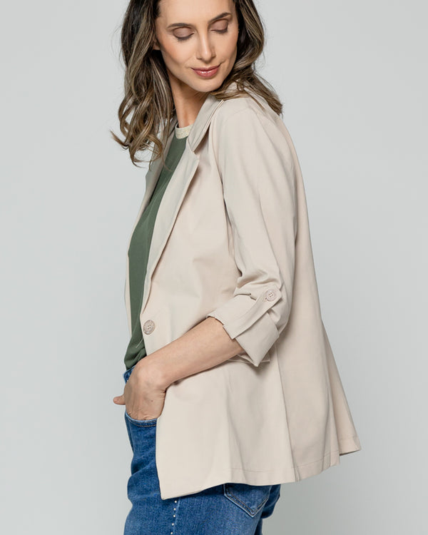 Chaqueta Mujer Catherine Tipo Blazer Elasticado Beige Lineatre