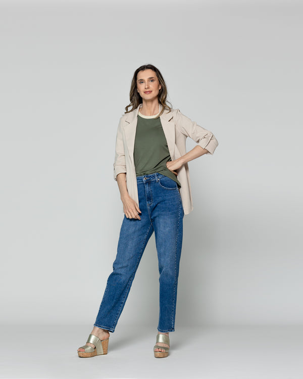 Chaqueta Mujer Catherine Tipo Blazer Elasticado Beige Lineatre