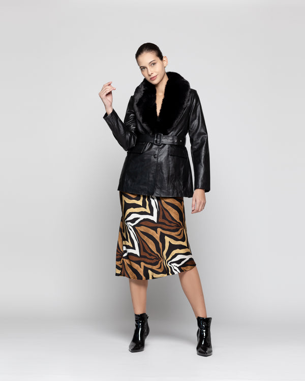 Chaqueta Mujer Almendra Negro Lineatre