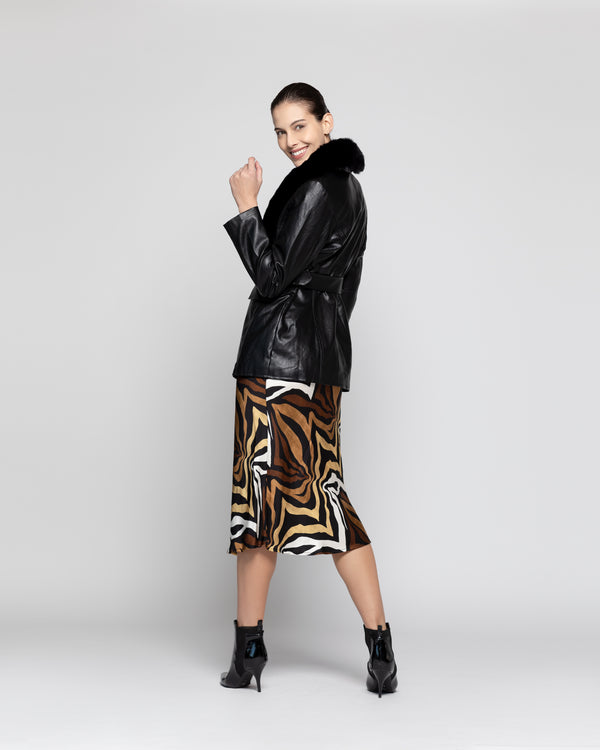 Chaqueta Mujer Almendra Negro Lineatre