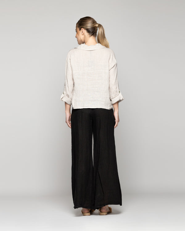 Chaqueta Mujer Chiara De Lino Con Bolsillos Beige Lineatre