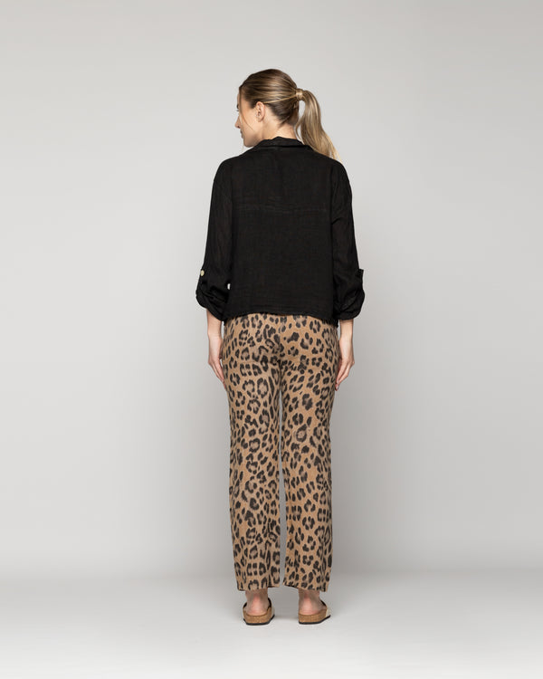 Chaqueta Mujer Chiara De Lino Con Bolsillos Negra Lineatre