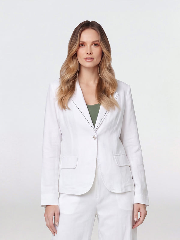 Chaqueta Mujer Giuliana Cuello con solapa Blanco Lineatre