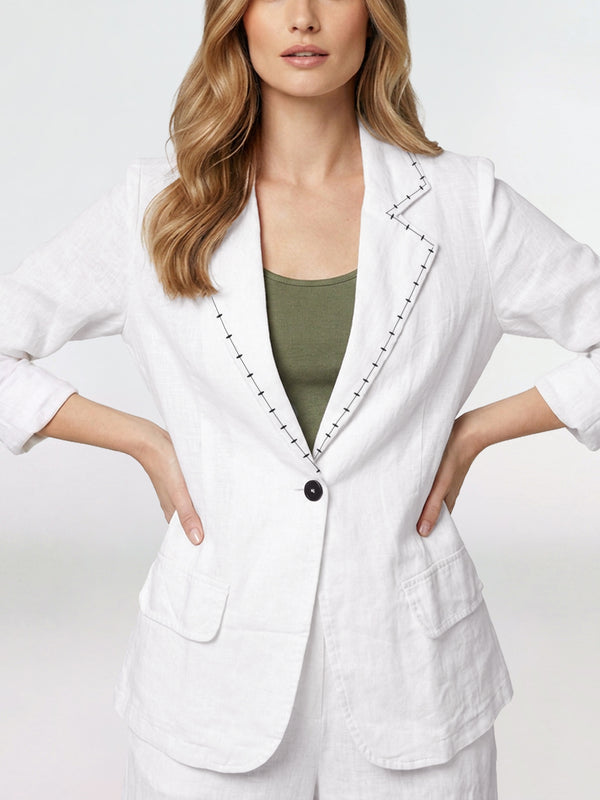 Chaqueta Mujer Giuliana Cuello con solapa Blanco Lineatre