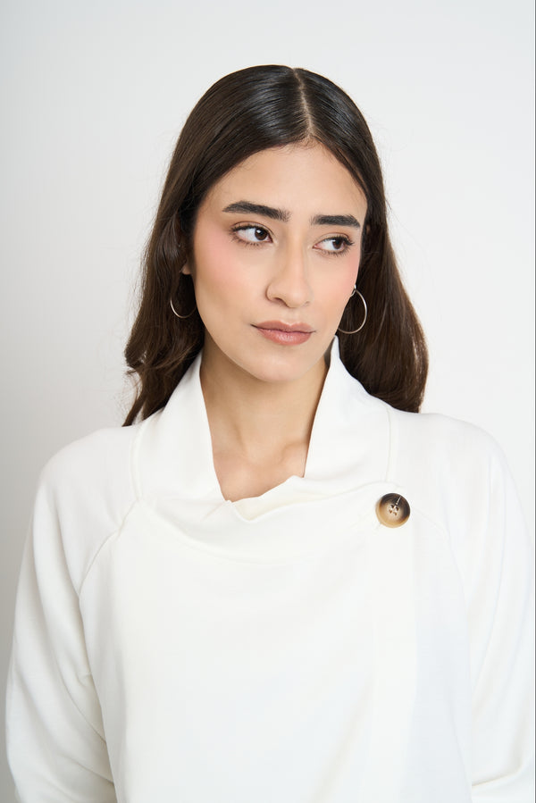 Chaqueta Mujer Teresa Cuello con solapa alta Blanco Lineatre