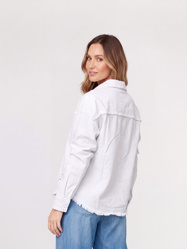 Chaqueta Mujer Fabiana Cuello con solapa Blanco Lineatre