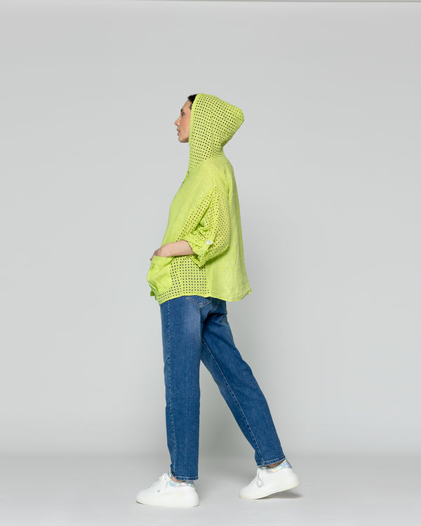 Chaqueta Mujer Concetta De Lino Con Botones Verde Lineatre