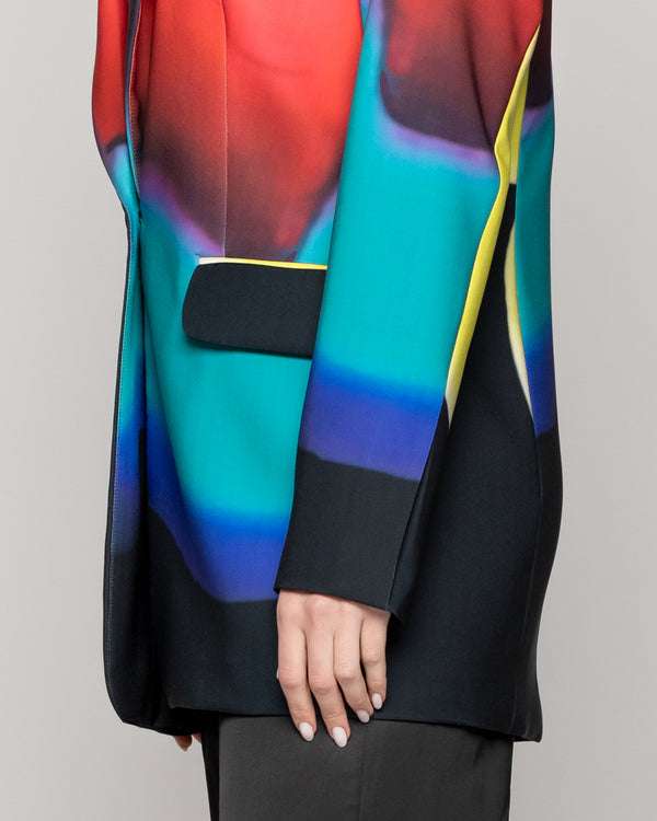 Chaqueta Mujer Cirene Tipo Blazer Con Estampado Multicolor Y Solapas Sastreras Lineatre