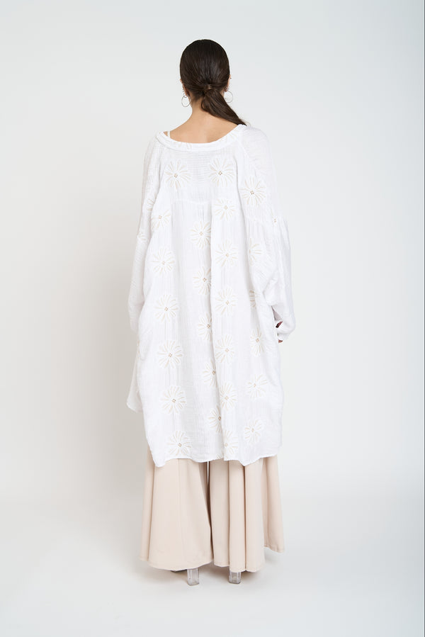 Spolverino Mujer Viviana Lyocell Cuello con solapa Blanco Lineatre