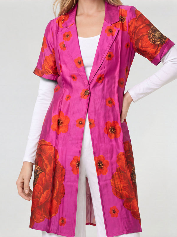 Spolverino Mujer Fiorella Escote en V Magenta Lineatre
