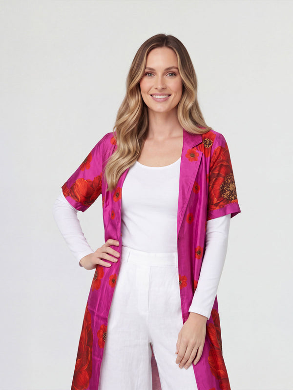 Spolverino Mujer Fiorella Escote en V Magenta Lineatre