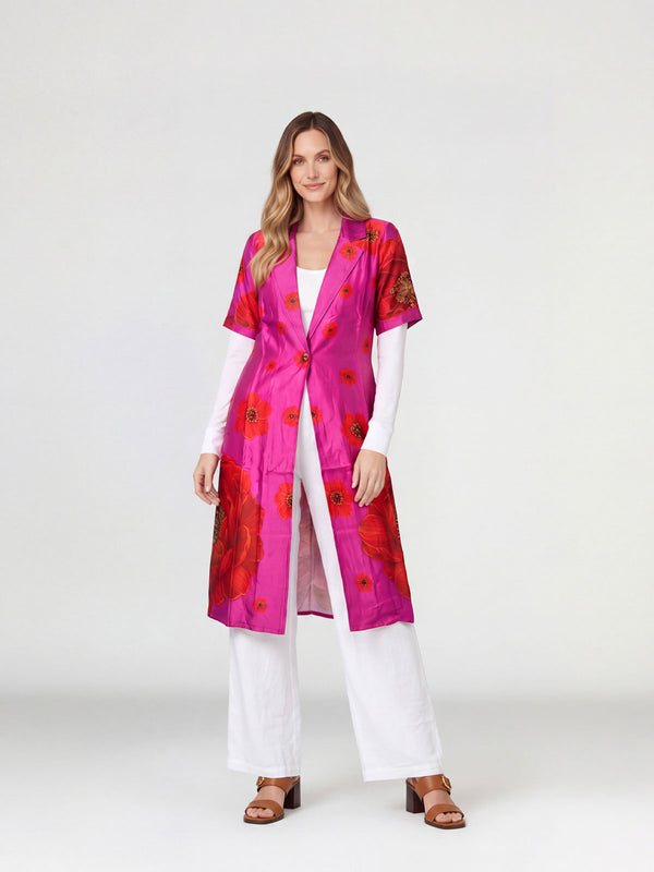 Spolverino Mujer Fiorella Escote en V Magenta Lineatre