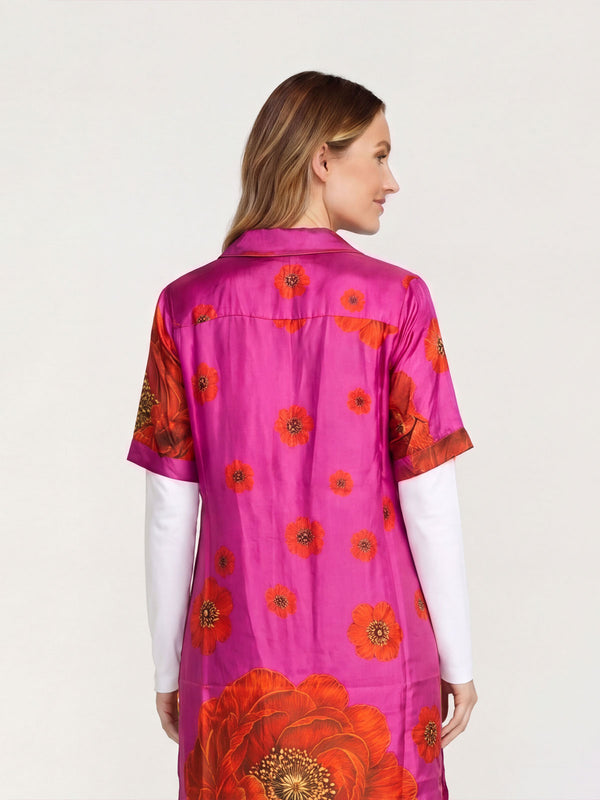 Spolverino Mujer Fiorella Escote en V Magenta Lineatre